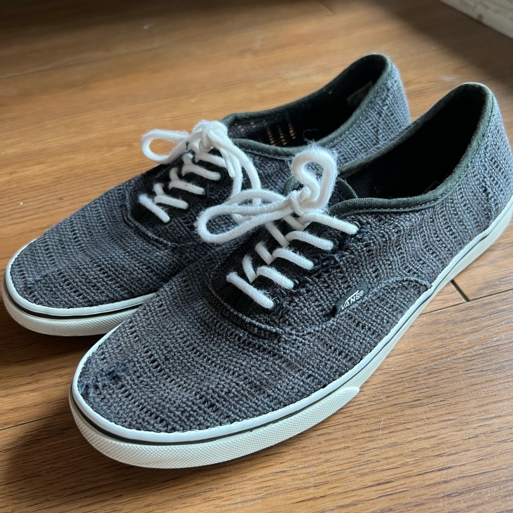 Knit Grey Vans with Rope Laces